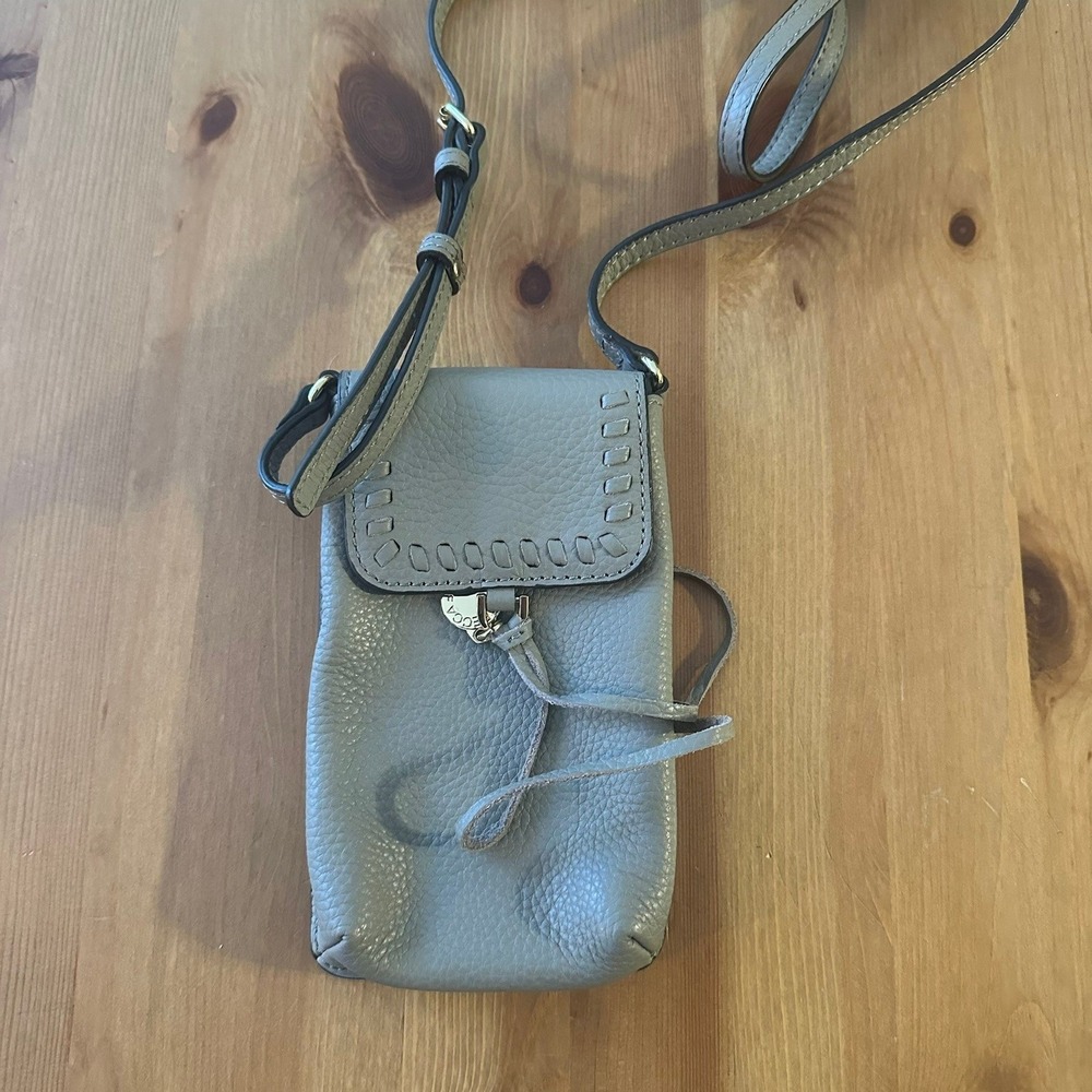 Rebecca Minkoff Gray Pebbled Leather Crossbody Phone Bag Mini Messenger Bag